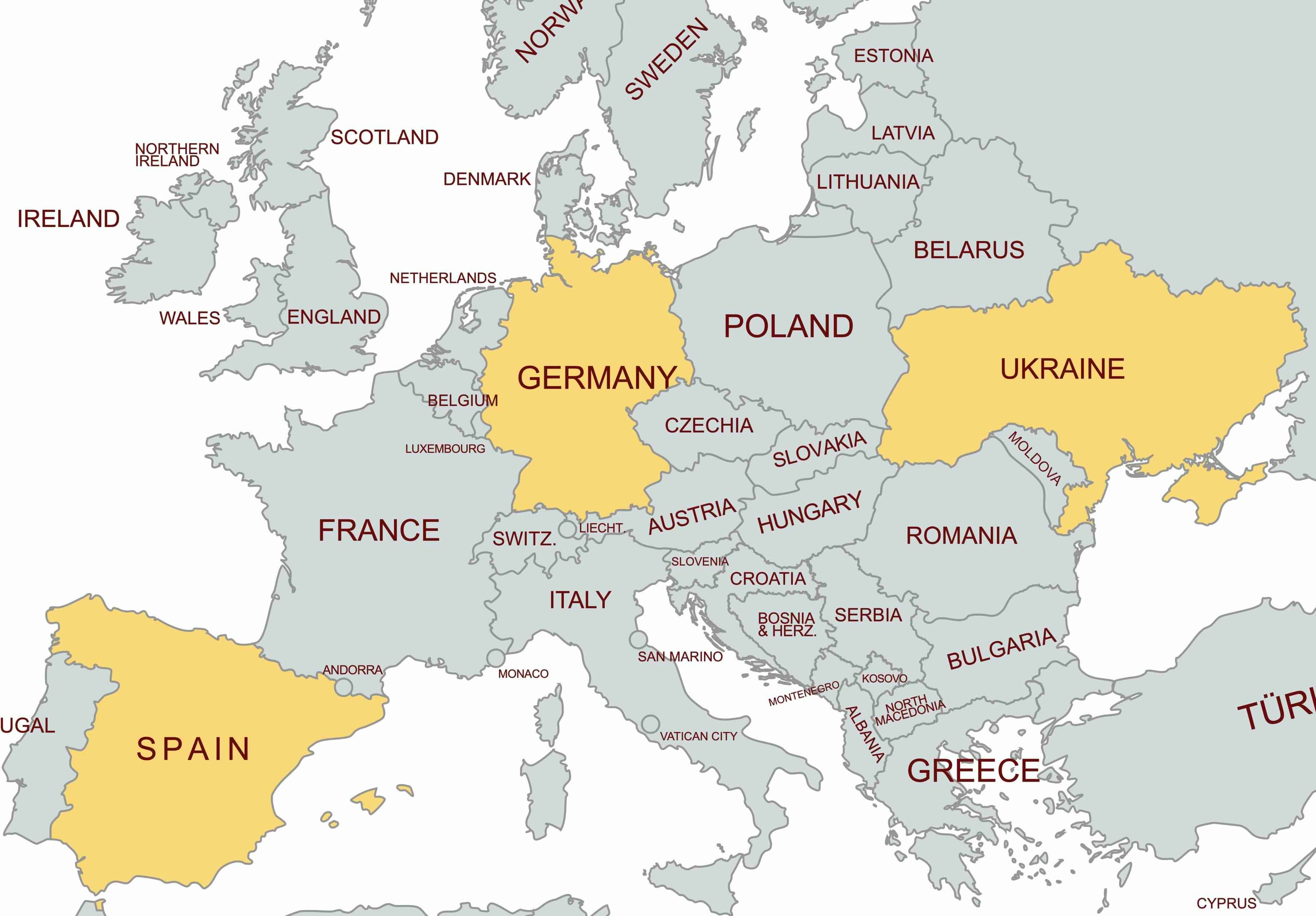 Карта маршрутів Grandes Tour: міжнародні автобусні рейси між Україною, Німеччиною та Іспанією — квитки на atatickets.com