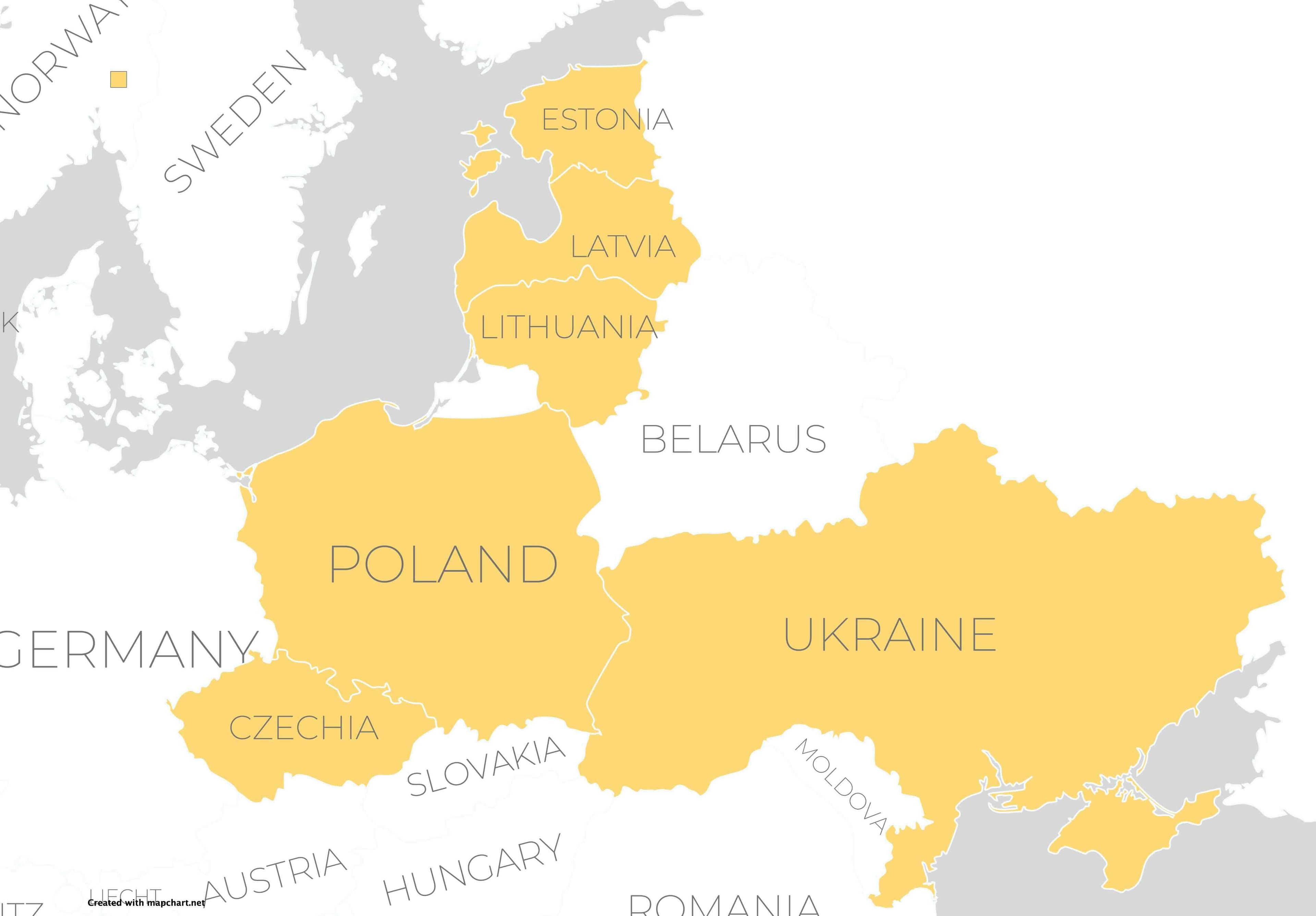 Карта маршрутів TransTempo по Європі, що включає сполучення між Україною, Польщею, Чехією та країнами Балтії на сайті atatickets.com.