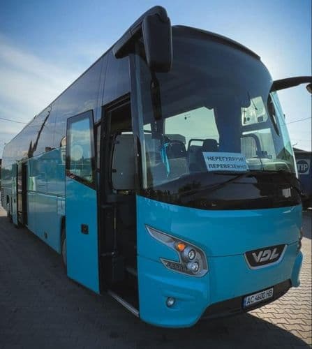 Автобус My Way на дорозі під час виконання міжнародного рейсу