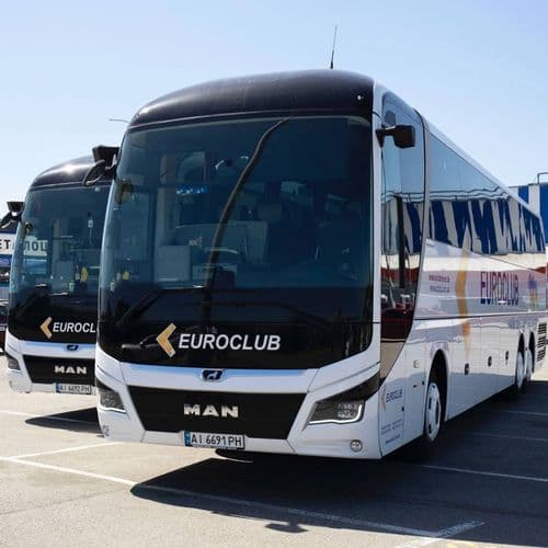 Автопарк сучасних автобусів MAN перевізника EuroClub (ЄвроКлуб) для міжнародних поїздок до Європи — бронювання квитків на atatickets.com.